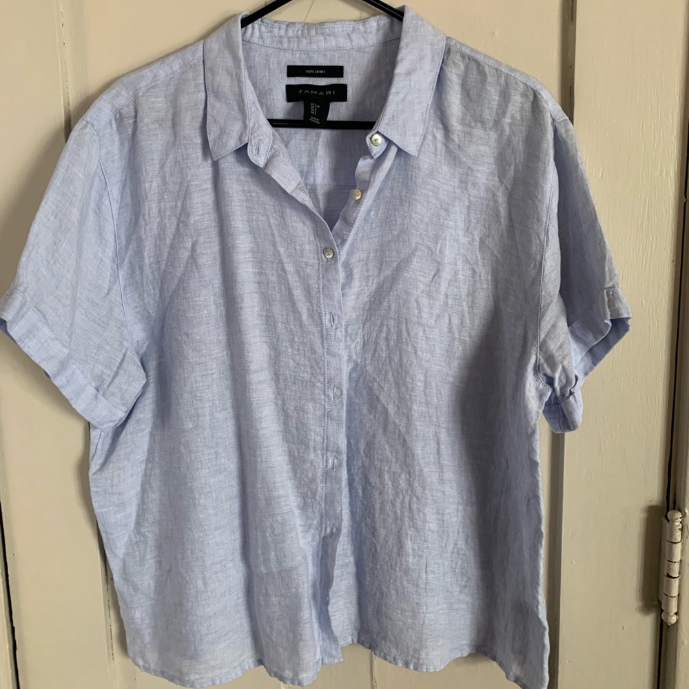 NWOT Light Blue Linen Button Down